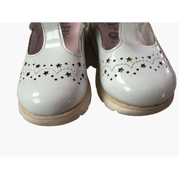 Stride Rite 360 Size 7 Girls Lacey Mary Jane White Patent Velcro Shoe 2 Sets ava - Picture 5 of 12